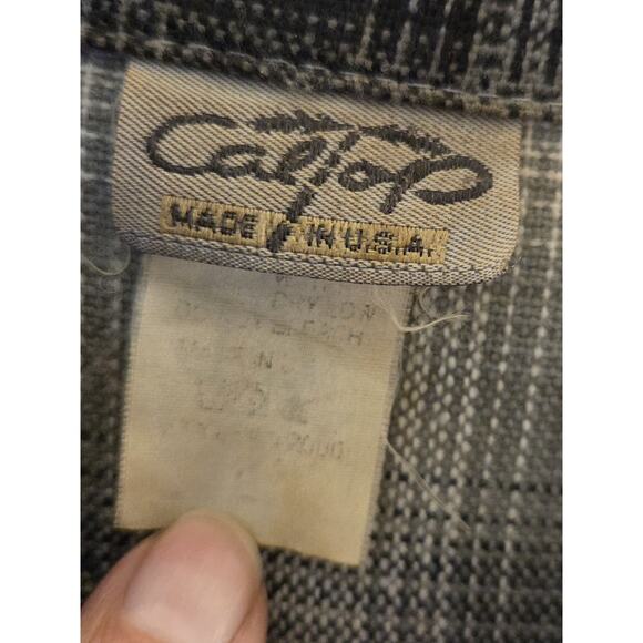 CalTop Shirt Mens XL Gray Plaid Short Sleeve Button Up USA Flannel VTG OG Street - Picture 4 of 9